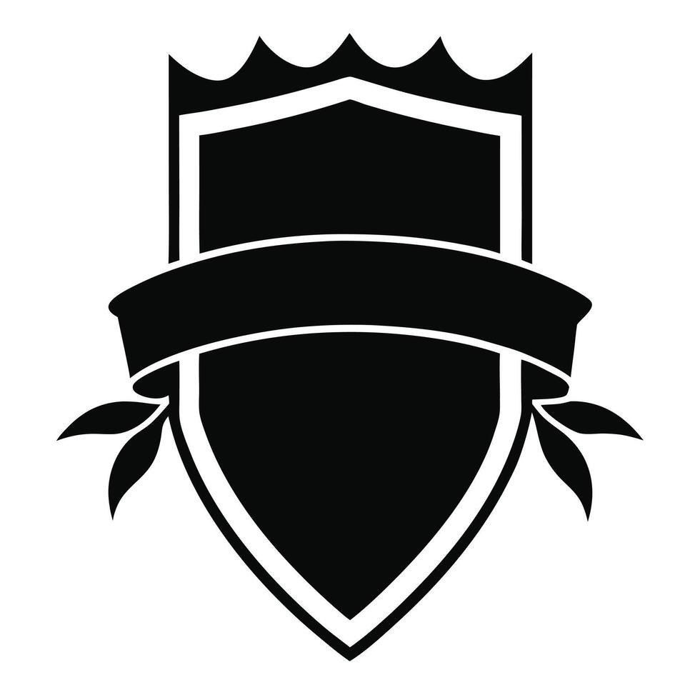 Heraldic Shield With Ribbon And Leaves vector