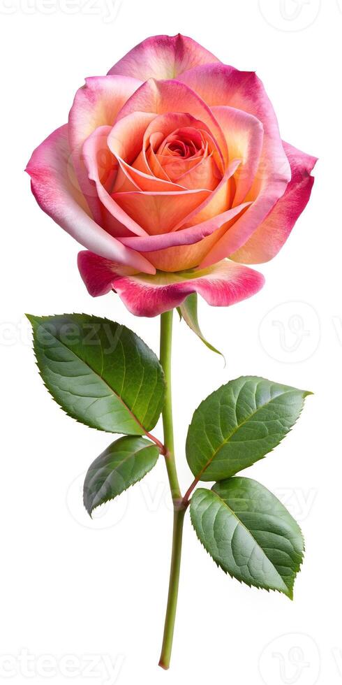 single red and pink rose photo