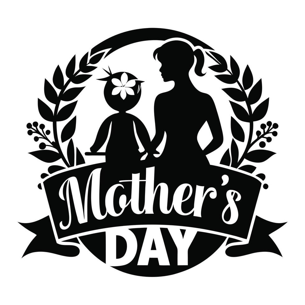 Mothers Day Silhouette With Child vector