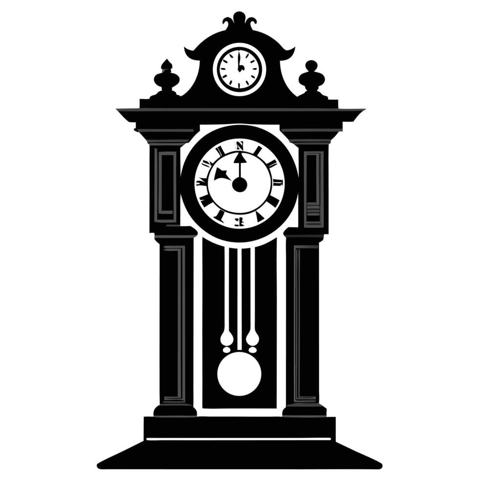 Grandfather Clock Vintage Silhouette Black Design vector