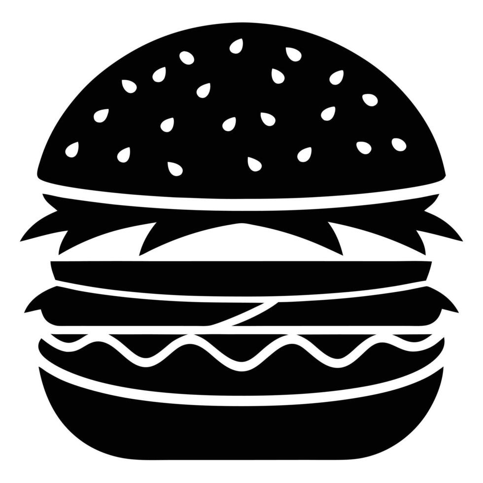 Simple Black And White Burger Icon vector