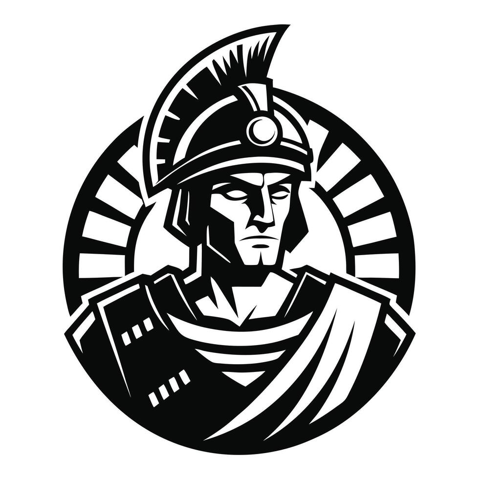 Spartan Warrior Helmet Black And White vector