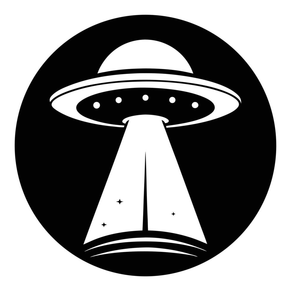 Ufo Beam Graphic In Black Circle vector