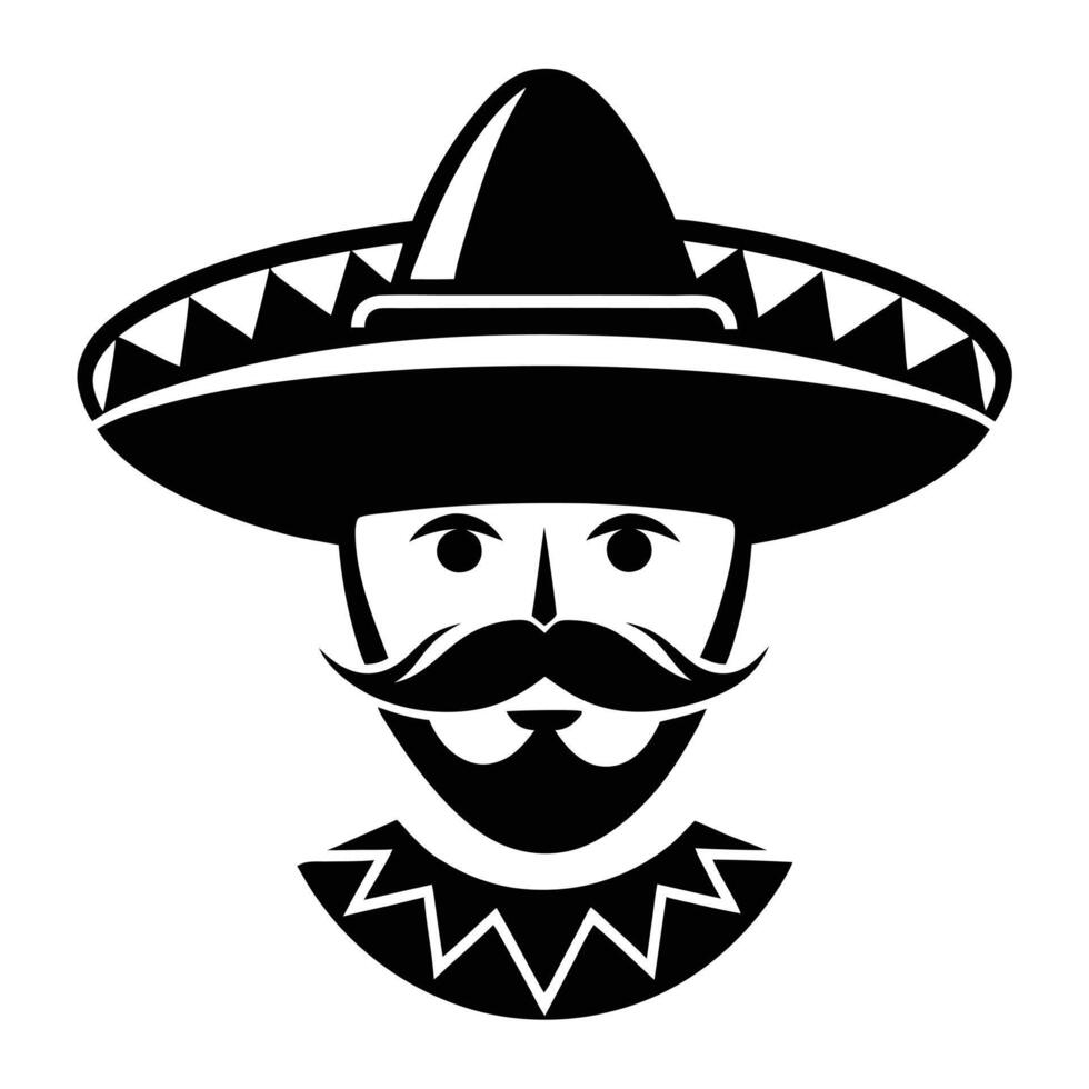 Mexican Man In Sombrero Icon vector