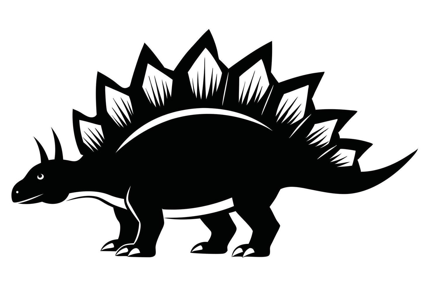 Simple Black Stegosaurus Silhouette Illustration vector