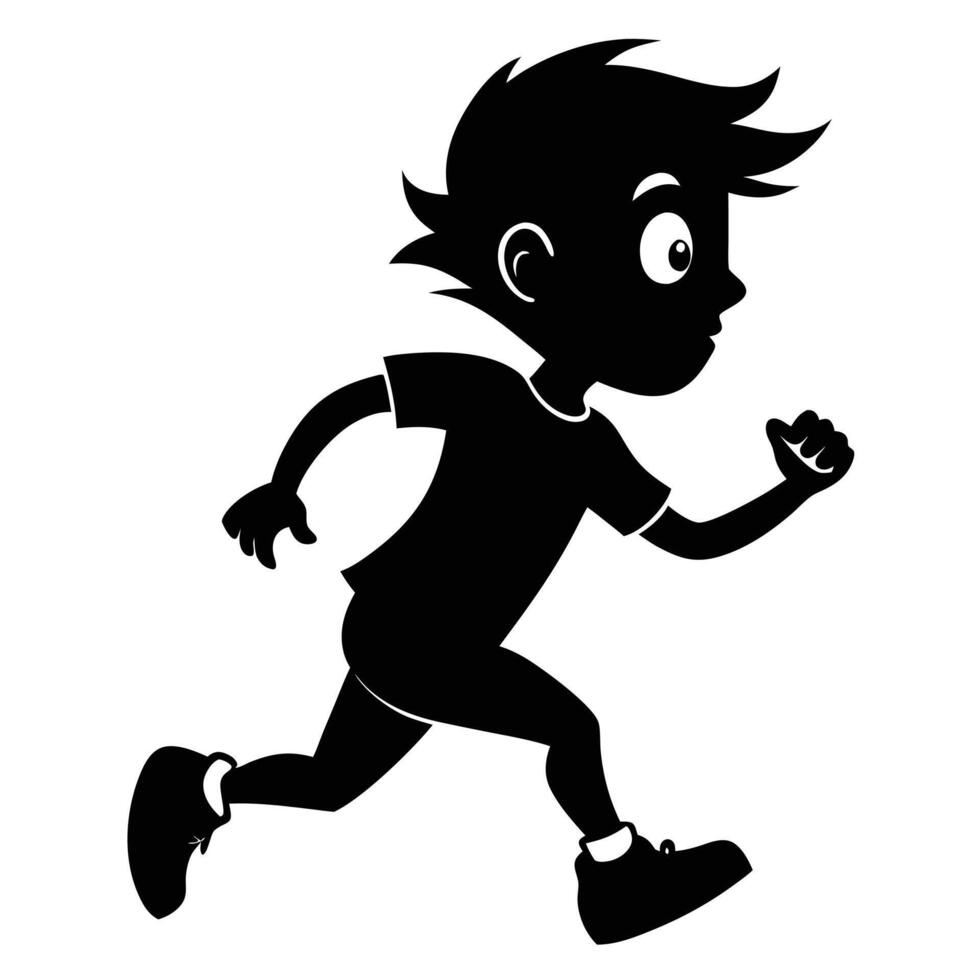Running Boy Silhouette Illustration vector