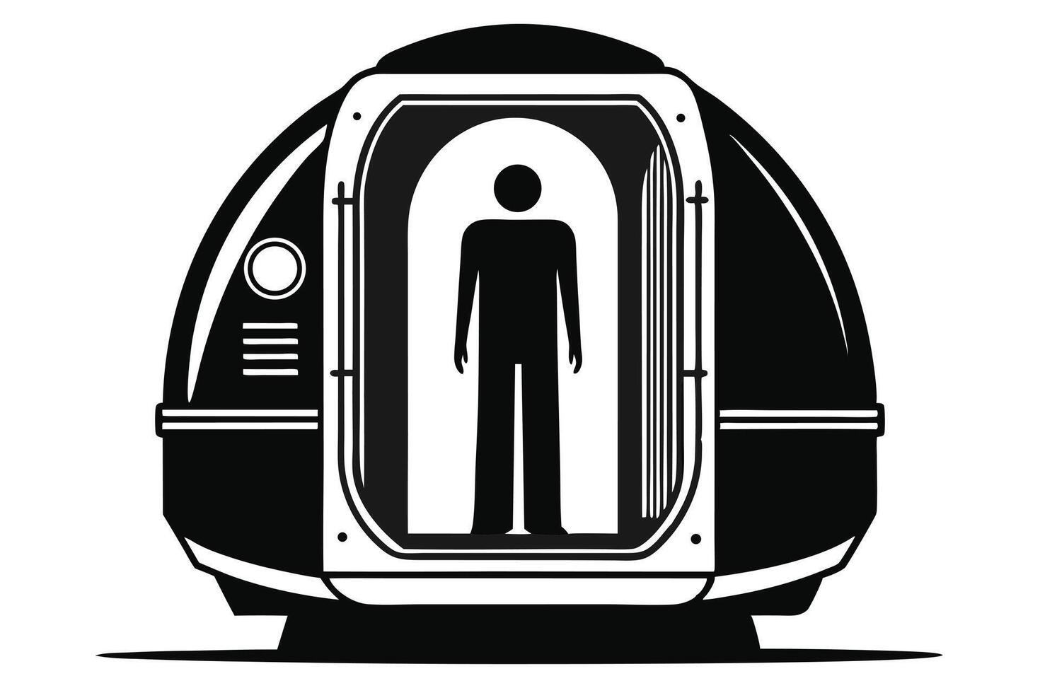 Futuristic Isolation Pod With Person Icon vector