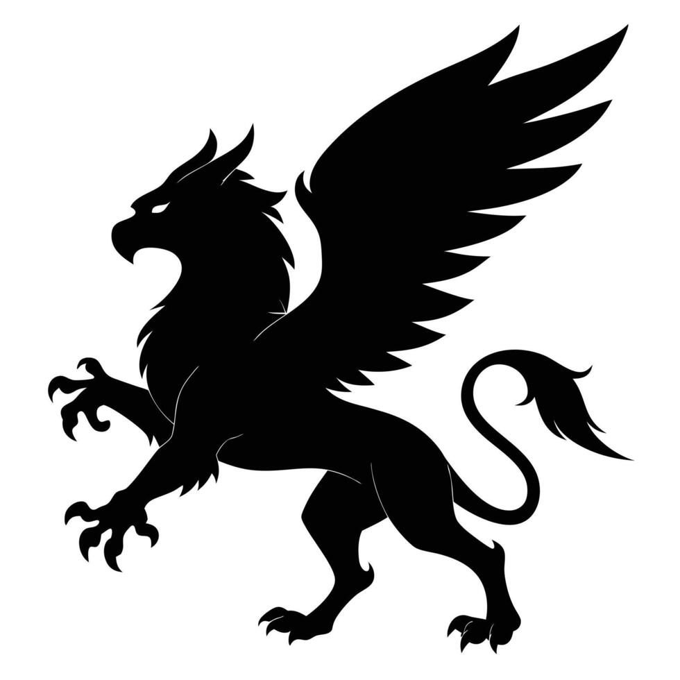 Griffin Silhouette Black Mythical Creature vector