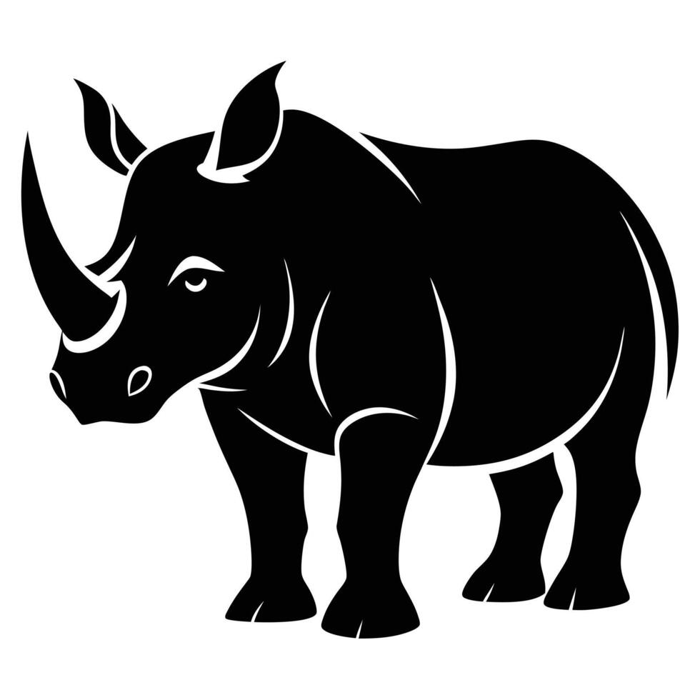 Black And White Rhino Illustration vector