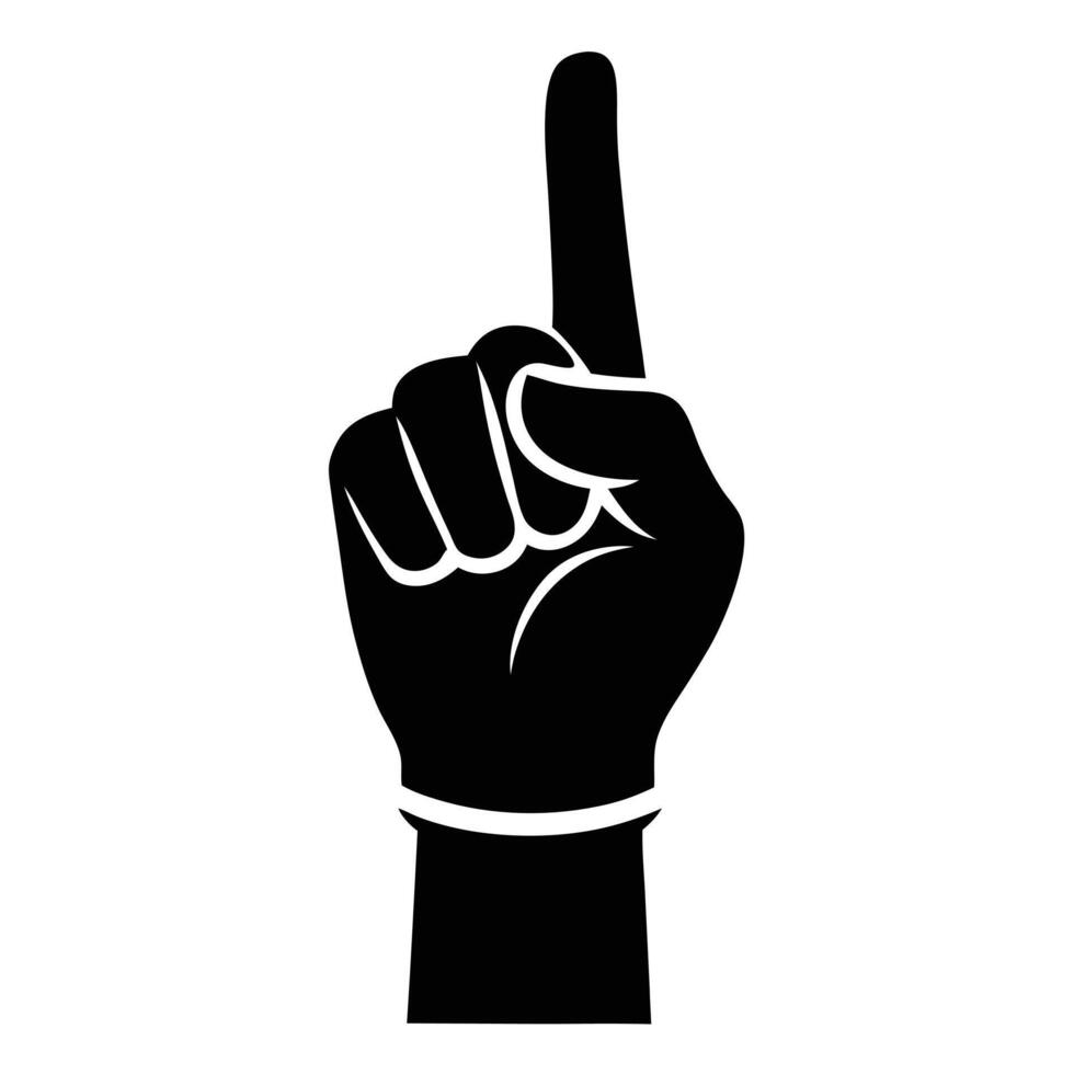 Number One Hand Gesture Black vector