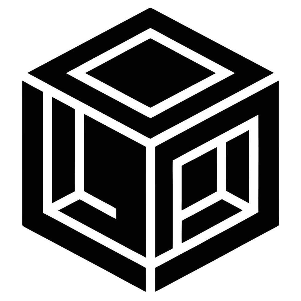 Abstract Cube Geometric Shape Minimalist Design vector