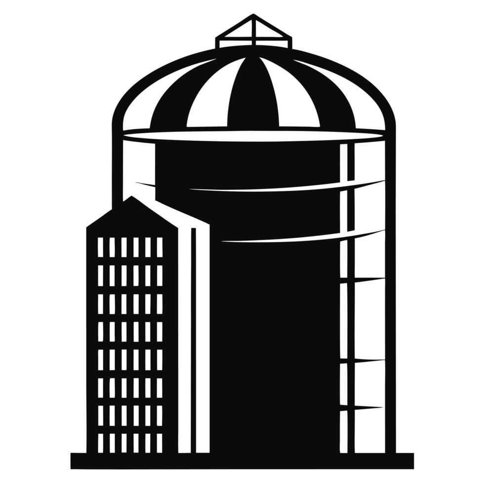 Abstract City Building Black Silhouette vector