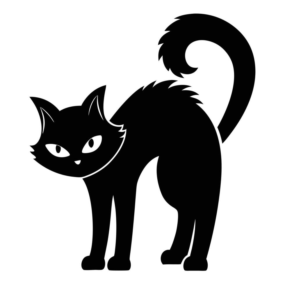 Arched Back Black Cat Silhouette vector