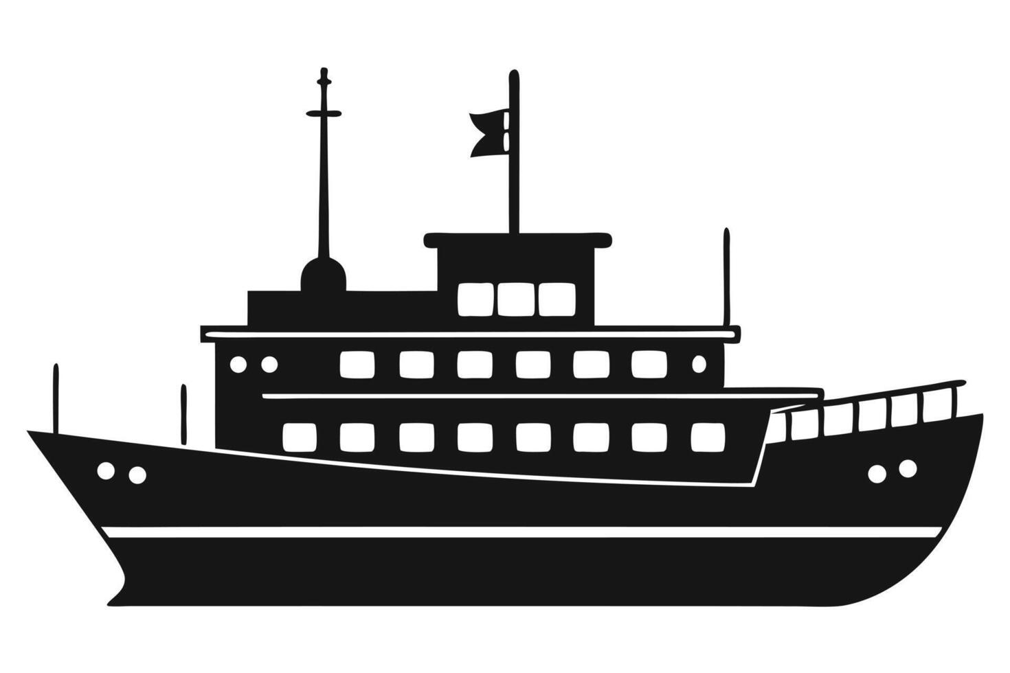 Black And White Ship Silhouette Image vector