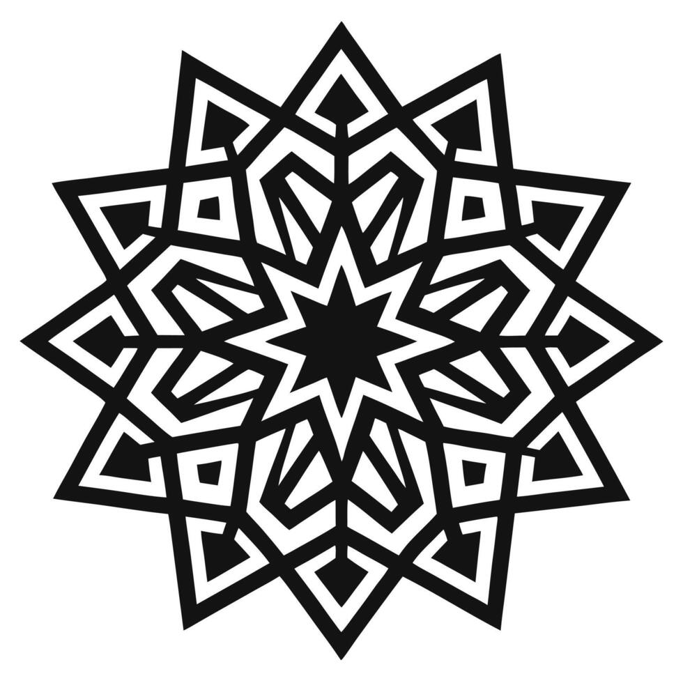 Geometric Star Mandala Black And White vector