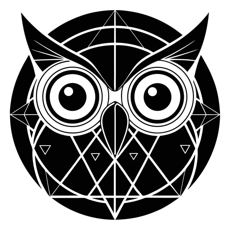Geometric Owl Black And White Design vector