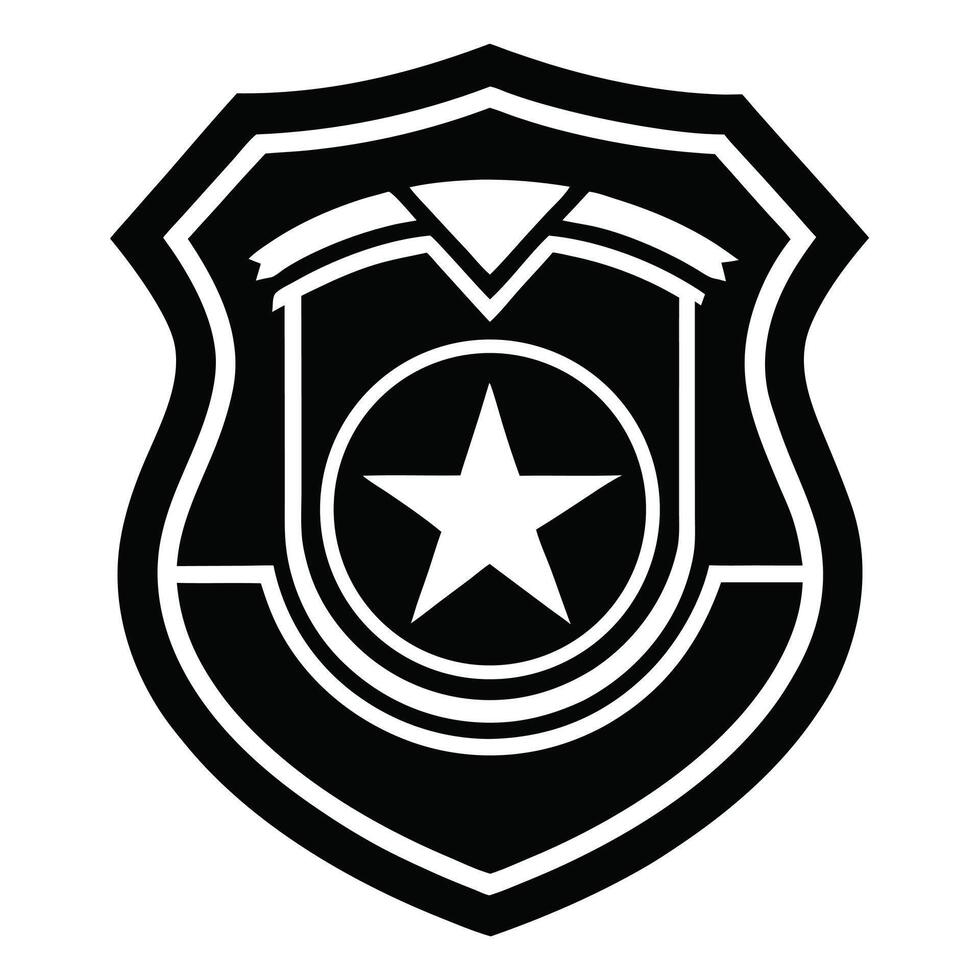 Police Badge Simple Black vector
