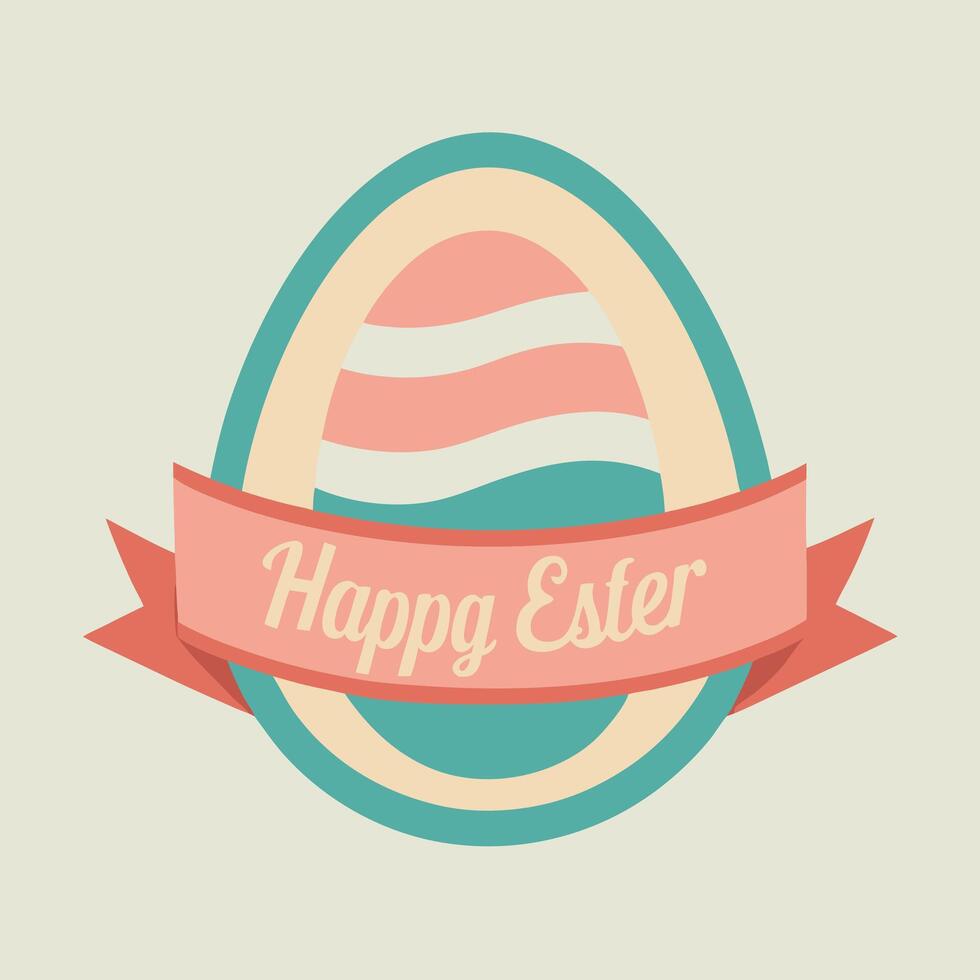 Retro Easter Egg With Ribbon Banner vector