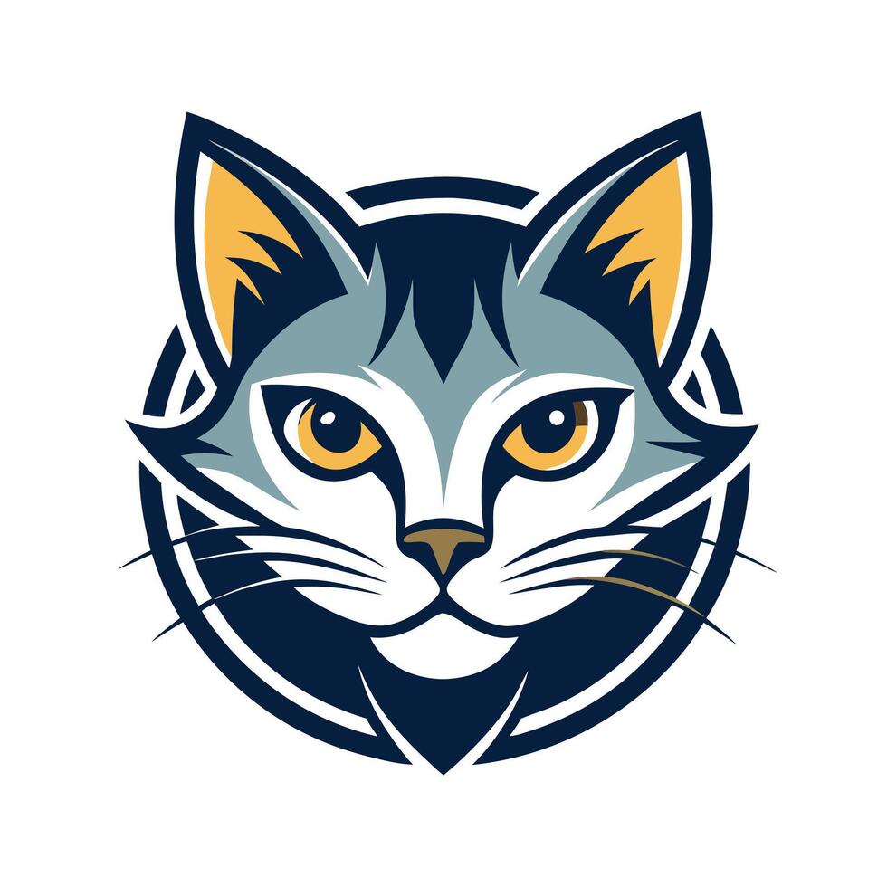 Stylized Cat Face Logo Illustration Design vector