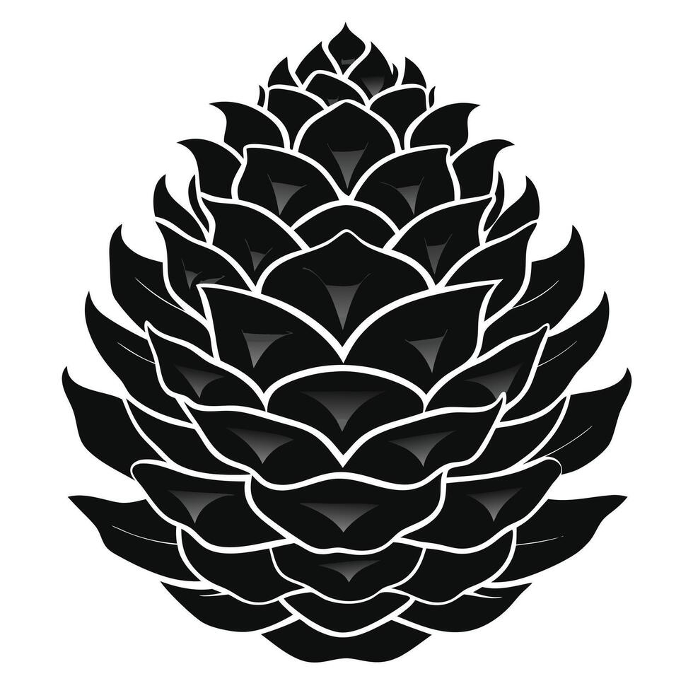 Monochrome Pine Cone Illustration Design Element vector