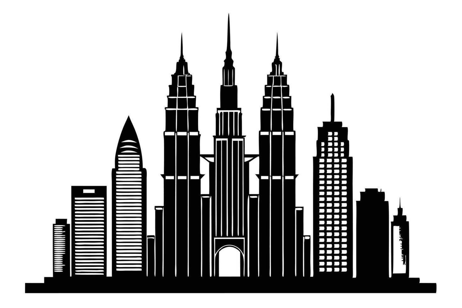 Black And White City Skyline Silhouette vector