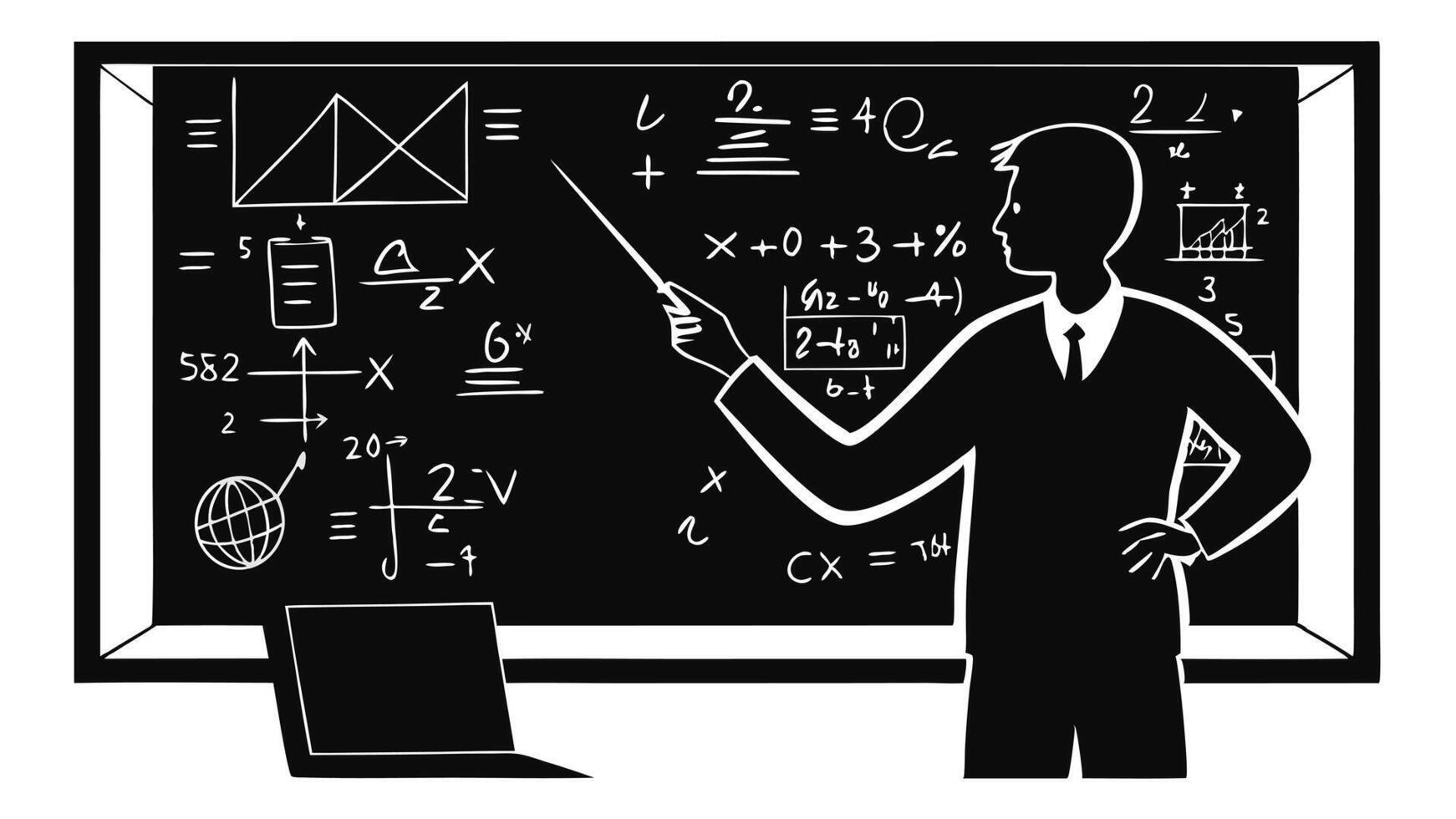Teacher Explaining Math On Blackboard Illustration vector