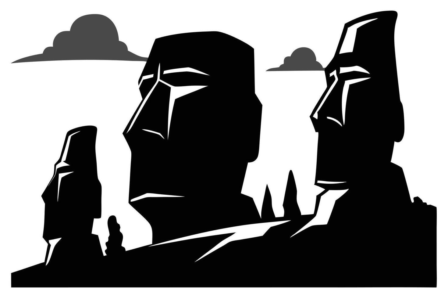 Easter Island Moai Stone Statues Silhouette vector