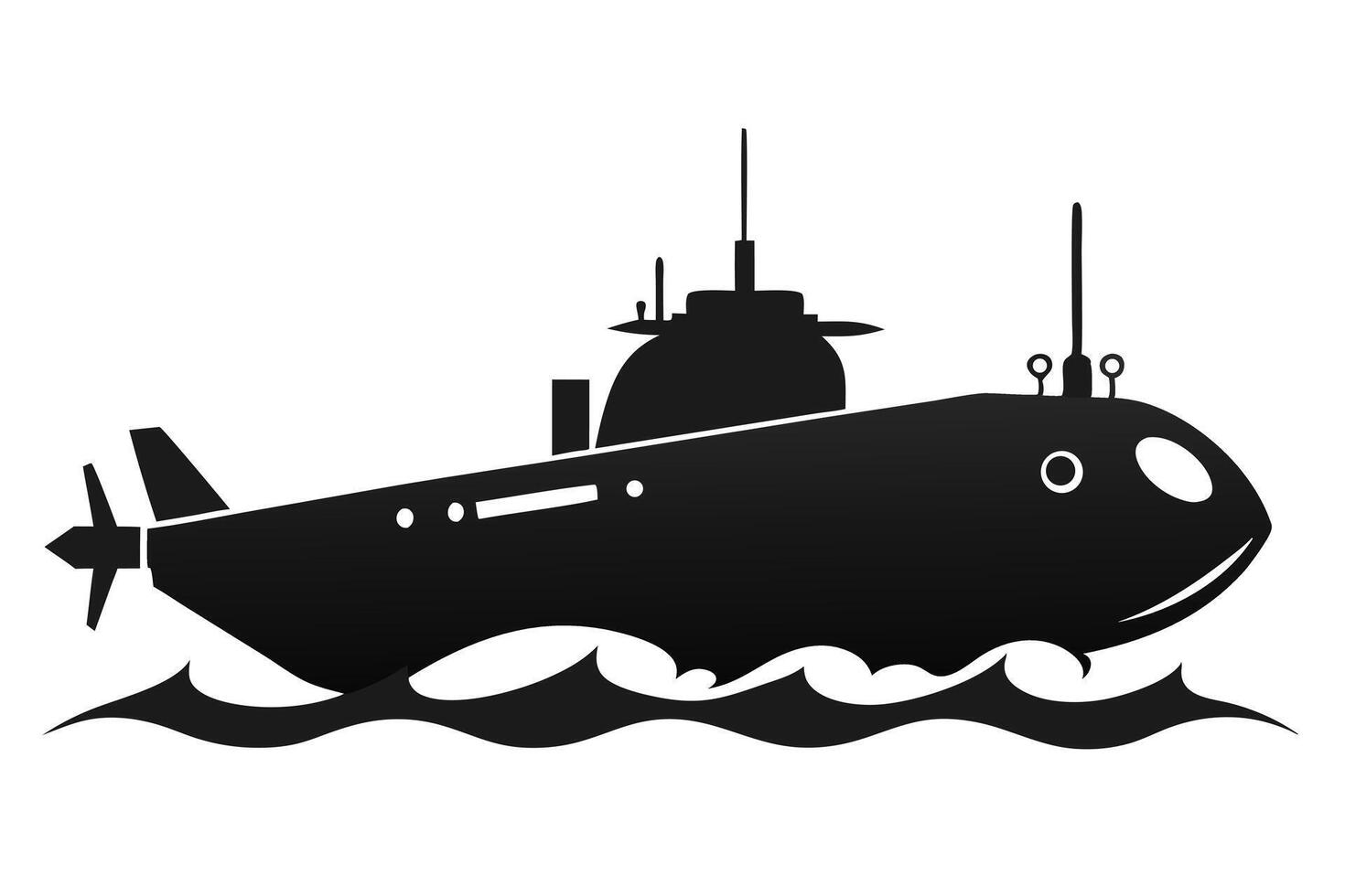 Submarine Silhouette On Water Illustration vector
