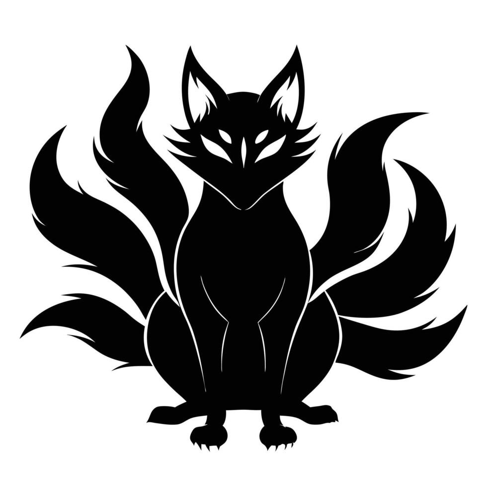 Nine Tailed Fox Illustration Art vector