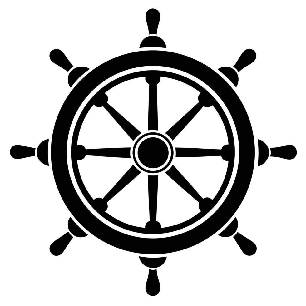 Black And White Ship Steering Wheel vector