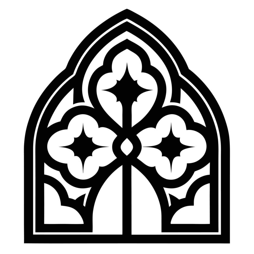 Gothic Window Black And White vector