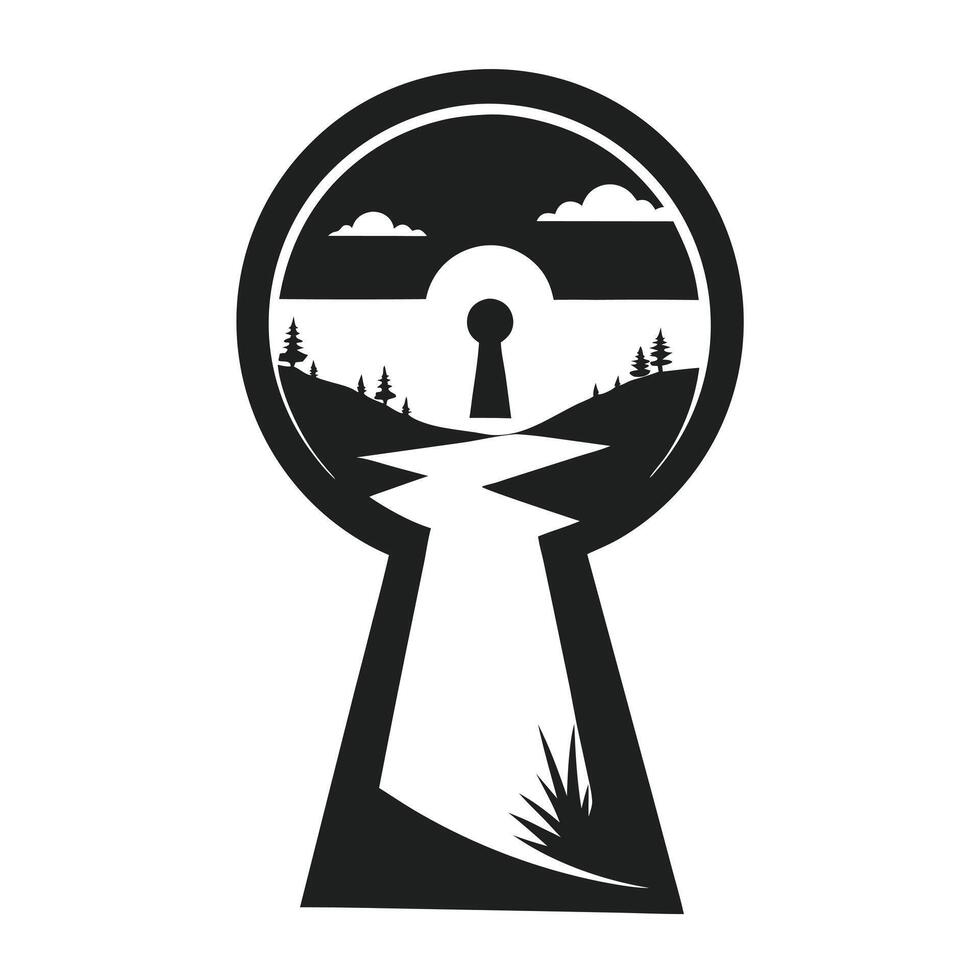 Keyhole View Landscape Illustration vector
