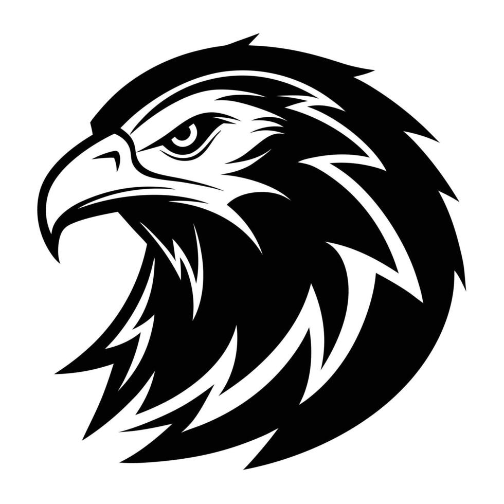 Eagle Head Black And White Illustration vector