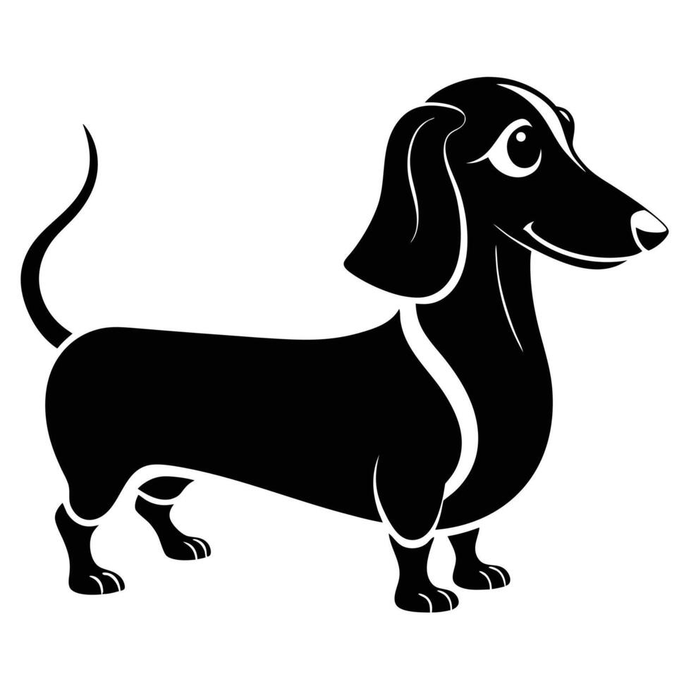 Cute Black Dachshund Silhouette Illustration vector