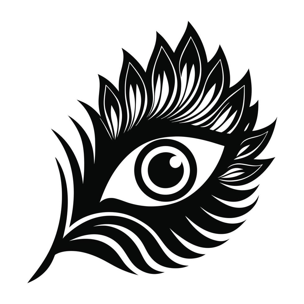 Feather Eye Mystical Design Black White vector