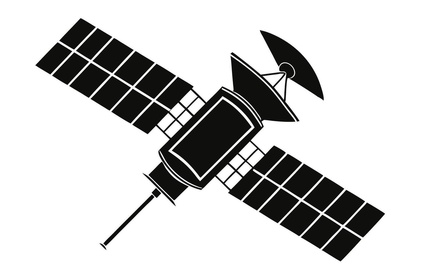 Silhouette Of Space Satellite On White Background vector