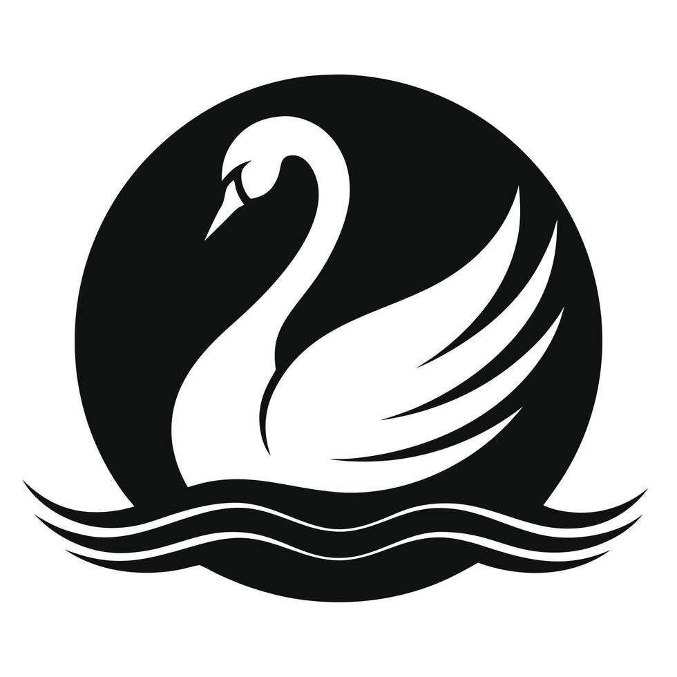 Black And White Swan Graphic Icon vector