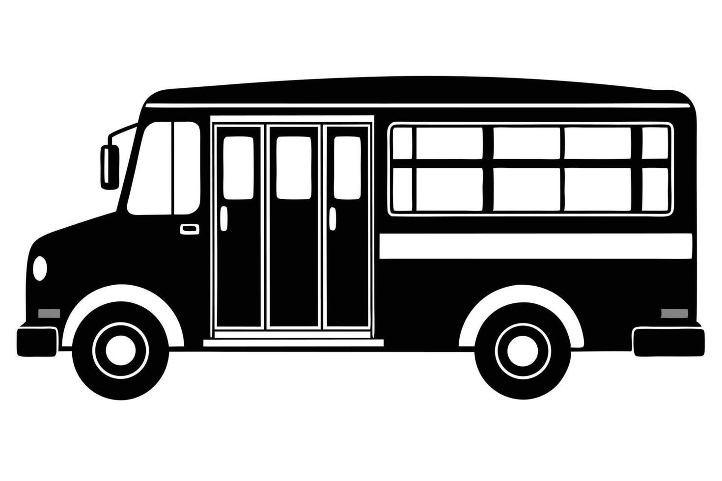Shuttle Bus Black And White Silhouette vector