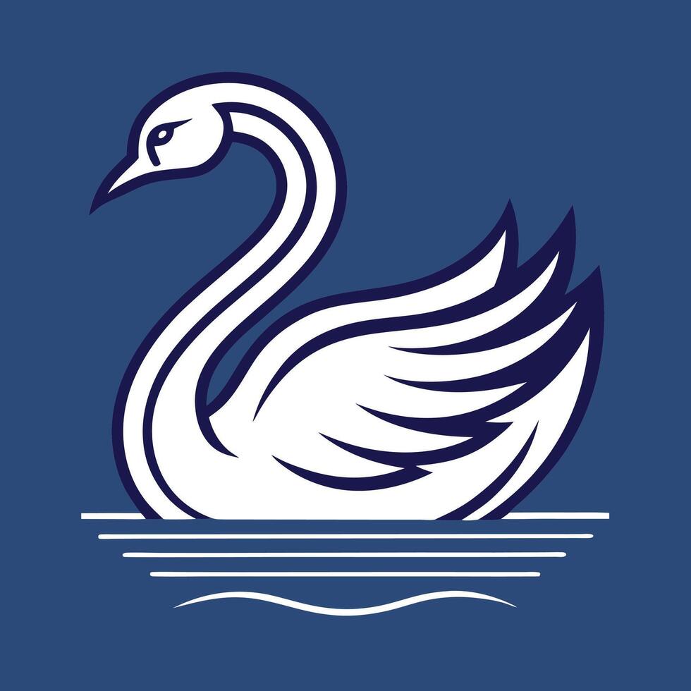 Elegant Swan Illustration On Blue Background vector
