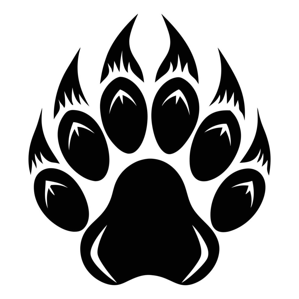 Black Bear Paw Print Silhouette vector