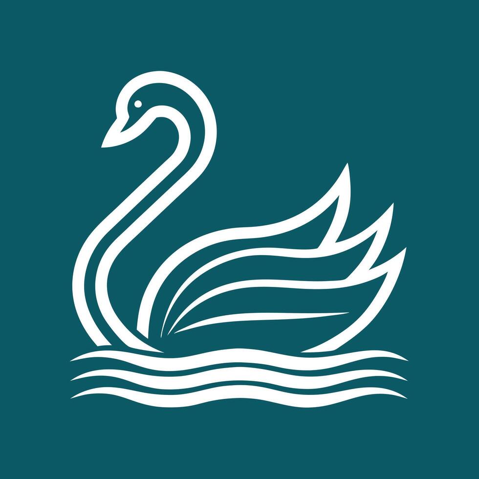 Elegant Swan Illustration On Teal Background vector