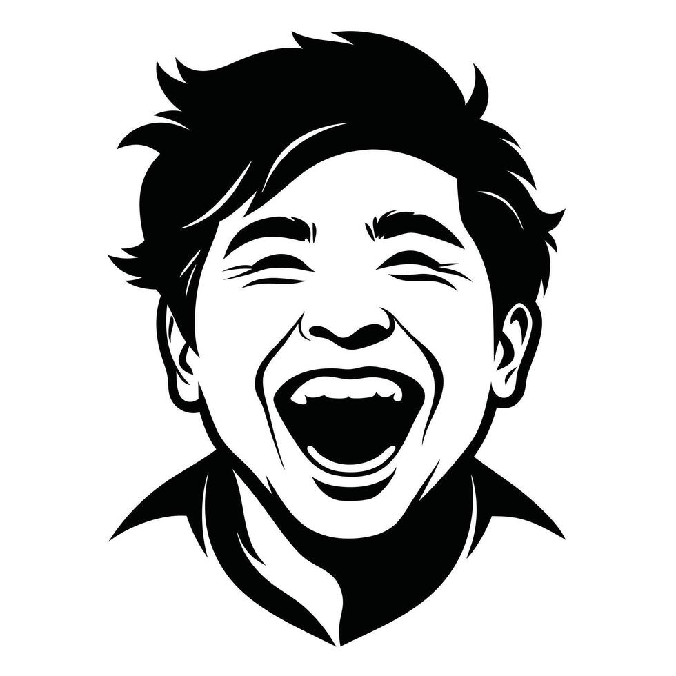 Man Laughing Black And White vector