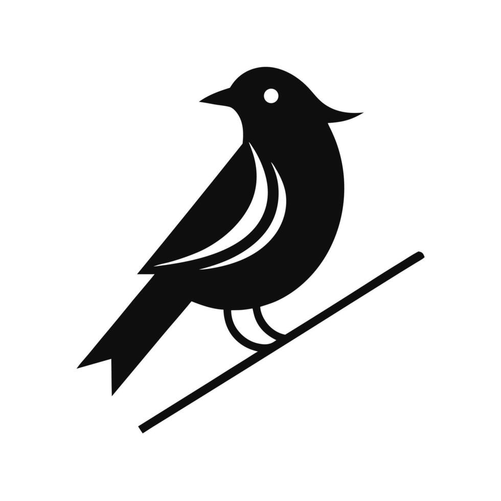 Bird Perched On Branch Black Silhouette vector