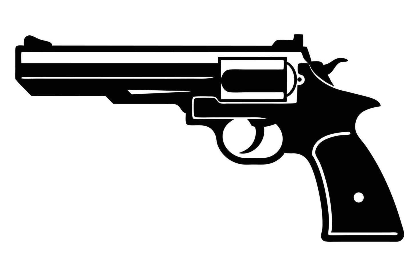 Revolver Handgun Black And White Illustration vector