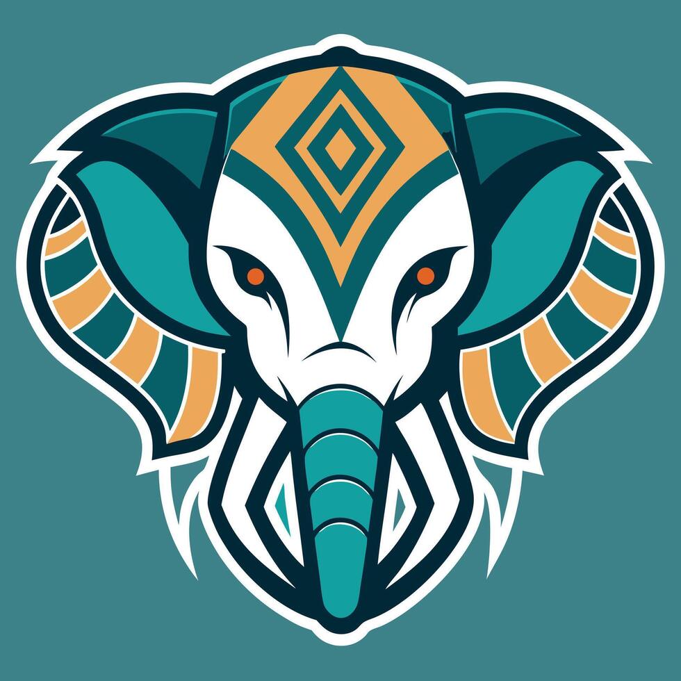 Stylized Elephant Head Teal Orange vector