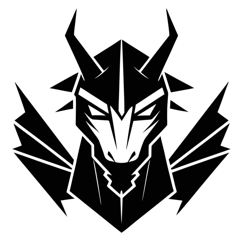 Dragon Head Black And White vector