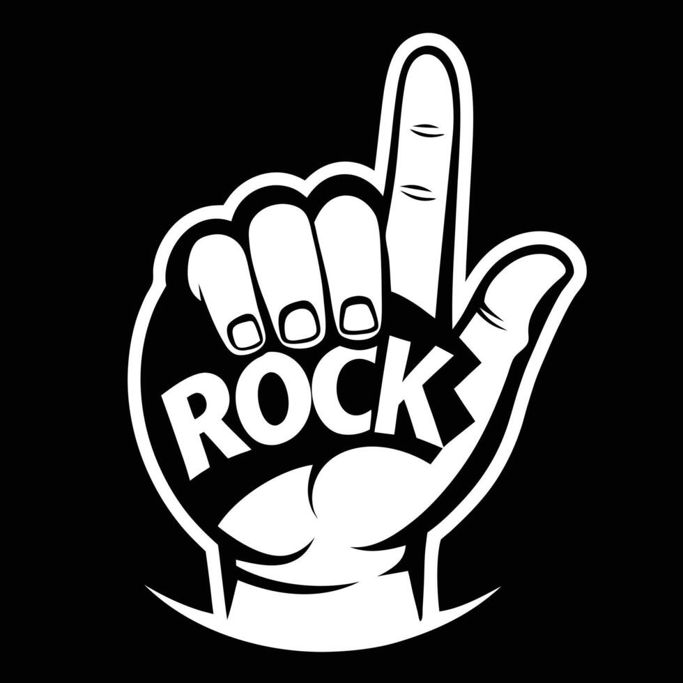 Rock On Hand Gesture Monochrome vector