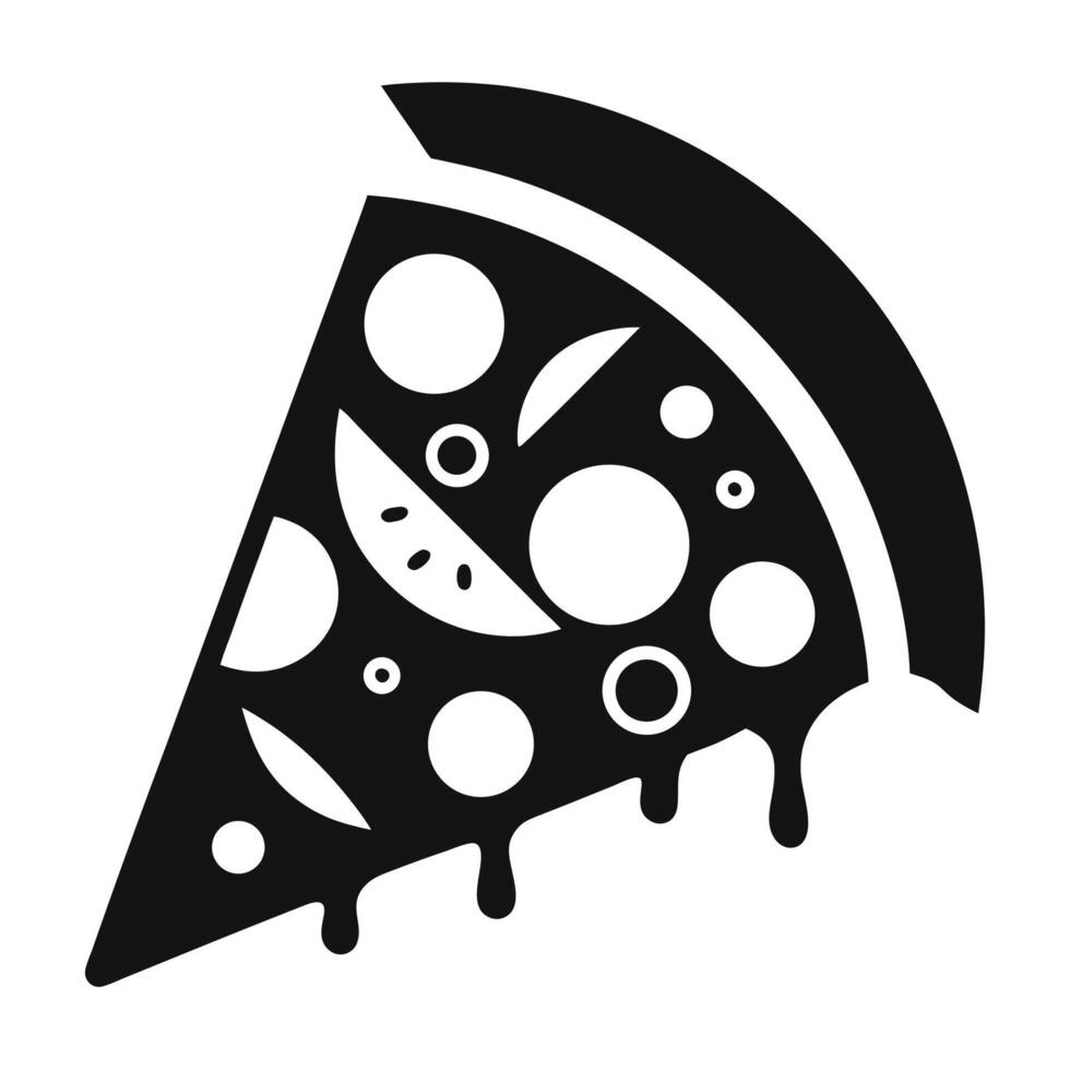 Pizza Slice Monochrome Icon Delicious Food vector