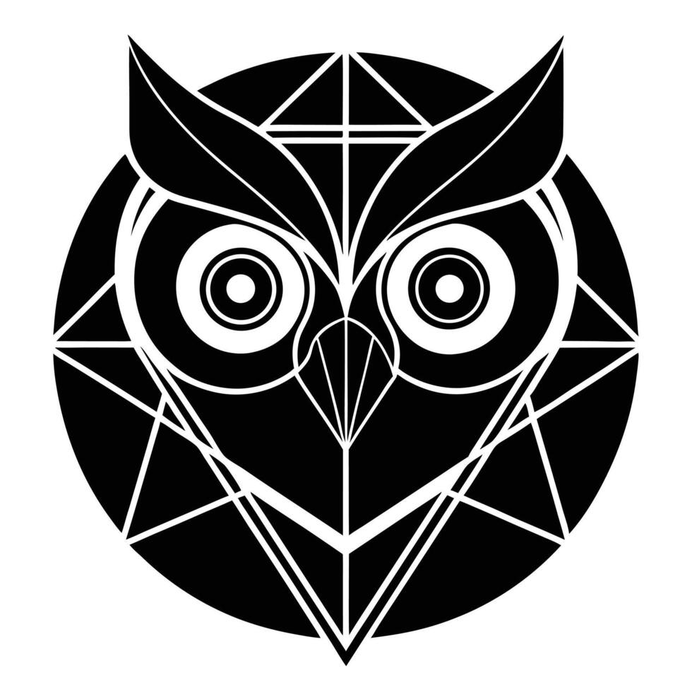 Geometric Owl Face Black And White vector