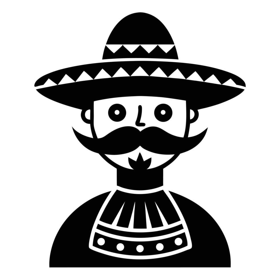 Mexican Man With Sombrero Icon vector